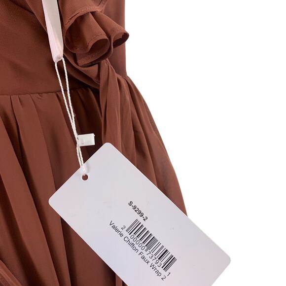 NWT Revelry Valerie Chiffon Faux Wrap Ruffle Maxi Gown Dress Cinnamon Rose 2 - Picture 3 of 10